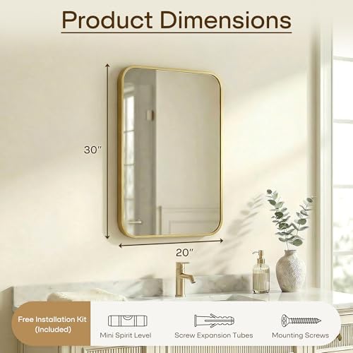 20X30 Inch Bathroom Mirror, Rectangle Aluminum Frame Mirror Anti-Rust, Wall - Image 2