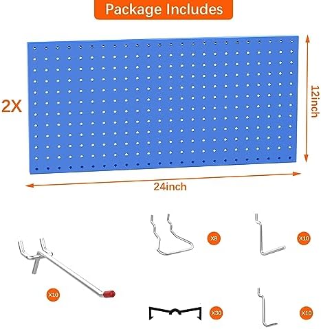 TORACK Metal Pegboard Wall Organizer 24"x24" 70 PCS Tool Storage Pegboards - Image 4
