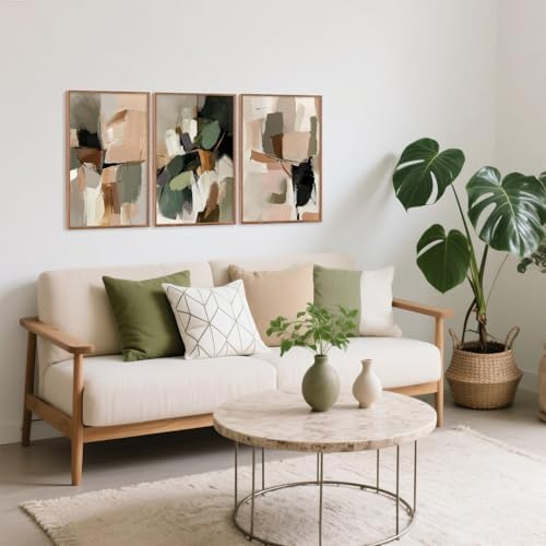 CHDITB Abstract Modern Framed Canvas Wall Art, Neutral Mid Century Painting - Image 4