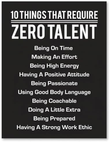 10 Things That Require Zero Talent Wall Art, Motivational Print by AmericanLuxuryGifts