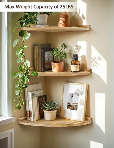 Corner Wall Shelves, Rustic Wood Floating Shelf - Image 2