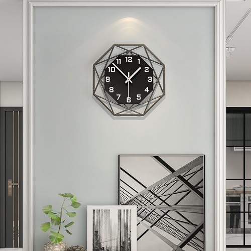 Modern Wall Clocks for Living Room Decor 12in Black Analog Clock by CreativeWallClock