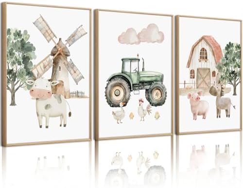 Nursery Farm Animal Wall Art Decor Baby Animal Canvas Prints Nursery Kids by Unknown