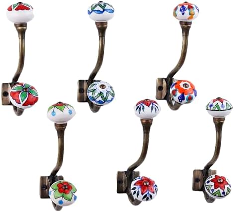 IndianShelf 6 Ceramic Double Wall Hooks by IndianShelf