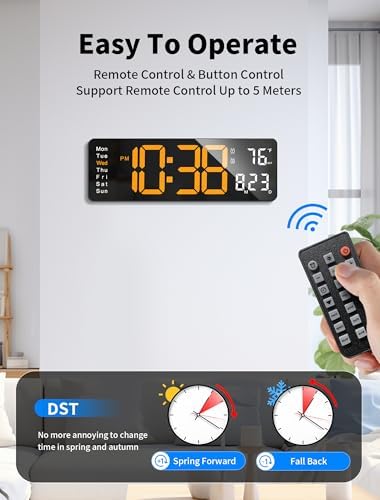 MASHI 16" Easy-Read Large Digital Wall Clock, 9-Color Night Light - Image 5