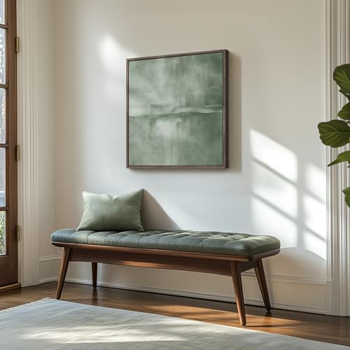 Framed Sage Green Abstract Canvas Wall Art - Image 2