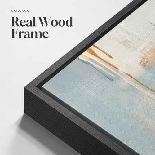 Extra Large Framed Blue Orange Abstract Cross Wall Art, Horizontal 60x40 In - Image 5