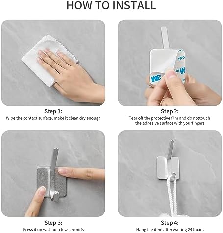 Paoli Heavy Duty Adhesive Wall Hooks, 30 lb Max Load Waterproof Hooks - Image 4