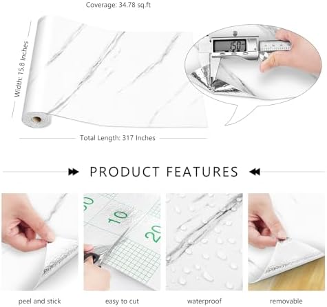 LACHEERY 15.8"x317" Removable Marble Wall Panels - Image 6
