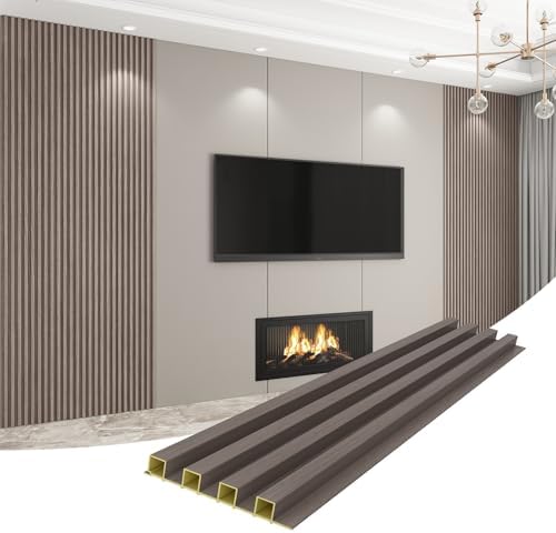 Slat Wall Panel 8-Pack, 118’’x6.1’’, Smoky Oak by Unknown