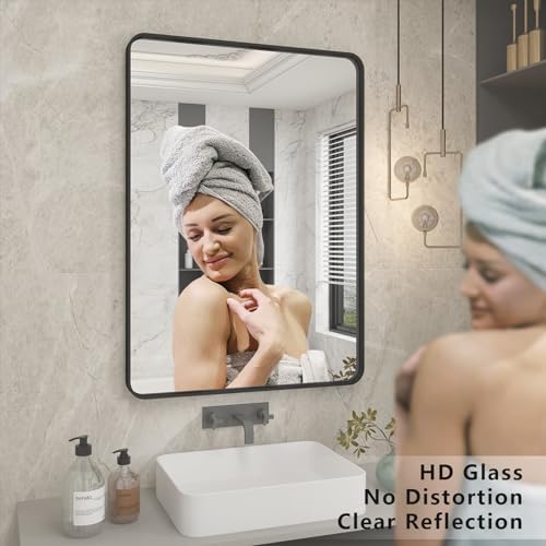 20x24 Inch Black Metal Framed Bathroom Mirror - Image 5