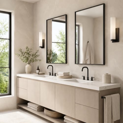 2-Pack 24 x 36 Inch Matte Black Framed Bathroom Vanity Mirrors - Image 2