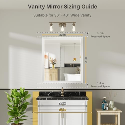 Briivue Bathroom Wall Mirror, 36x32 Inch - Image 2