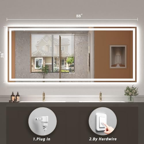 88x38 LED Lighted Bathroom Mirror - Image 6