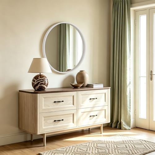 WallBeyond Round Wood Mirror 32 inch Circle Wall Mirror - Image 3