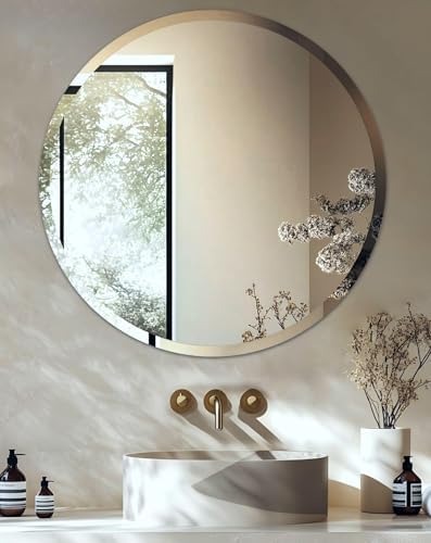 Frameless Round Wall Mirror: Modern Glass Mirror 31.5x31.5 inch by Artloge