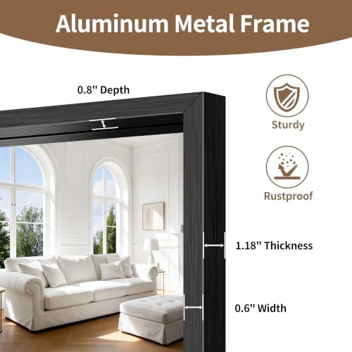 Black Rectangle Mirror, 48 x 36 Inch Large Bathroom Mirrors - Image 7