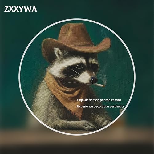 Framed Vintage Cowboy Raccoon Wall Art, Melancholy Raccoon - Image 3