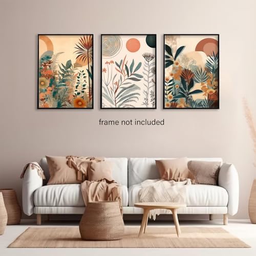 LYPHNX Boho Burnt Orange Botanical Floral Canvas Wall Art Abstract Terracotta - Image 4