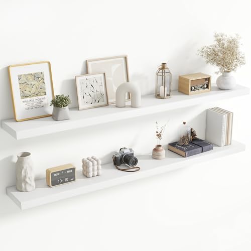 72 Inch Floating Shelves for Wall, 8 Inch Deep, Invisible Brackets by Axeman