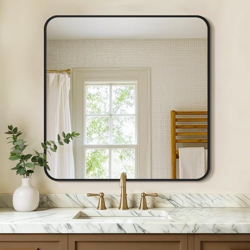 Vanity Bathroom Mirror, 30”x30” Black Bathroom Mirror by LawadaMirror