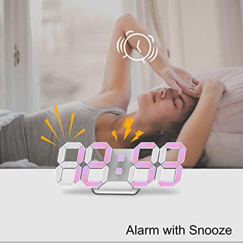 Deeyaple Led Digital Alarm Clock 3D Small Wall Clock Snooze Dimmable Time - Image 4