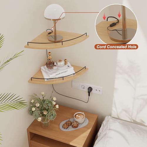 JJL Corner Shelf Wall Mounted, 12 Inches 2-Tier Floating Corner Shelf, - Image 3