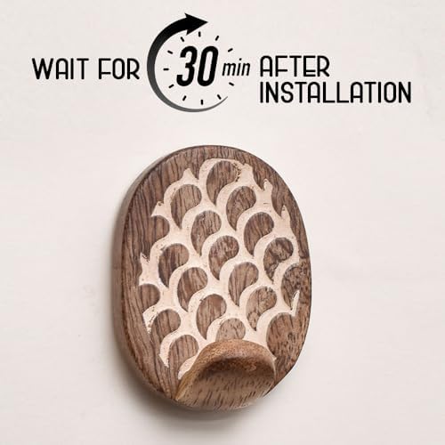 Indian Shelf 6 Pieces Wooden Adhesive Wall Hooks - Image 3