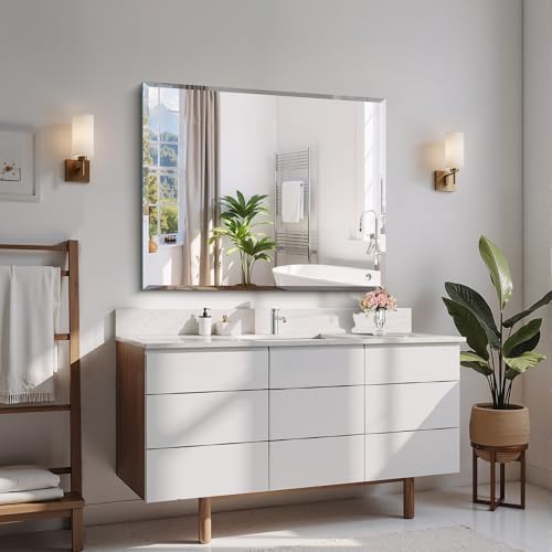CILIBER Beveled Mirror, 30x36 Frameless Beveled Bathroom Mirrors - Image 5
