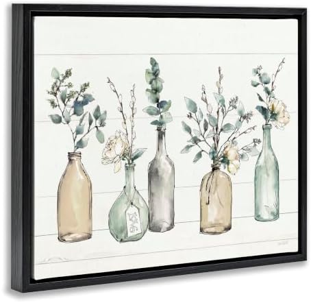 Botanical Bottles and Plants Vases, 16 x 20 Inch Canvas in Floater Frame - Image 3