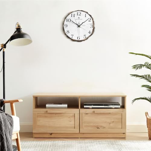 Lafocuse 12 Inch White Wooden Rustic Wall Clock - Image 2