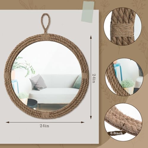 Vercraft Nautical Mirror 24" for Living Room Bedroom Bathroom Entryway - Image 2