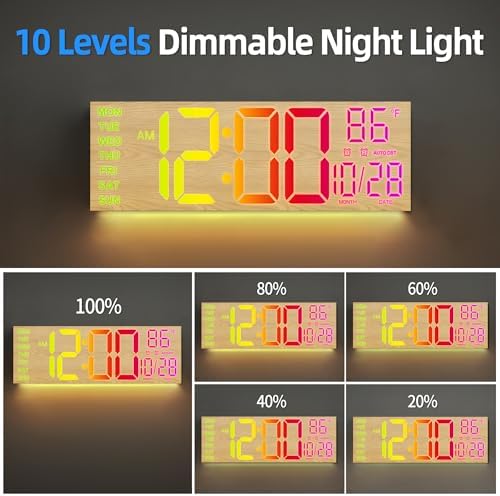 LEIKE 16.2" Digital Wall Clock – RGB, Dual Alarm, Auto-Brightness - Image 6