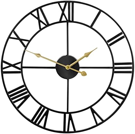 1st owned Large Wall Clock, Metal Retro Roman Numeral Clock, Modern Round - Image 2