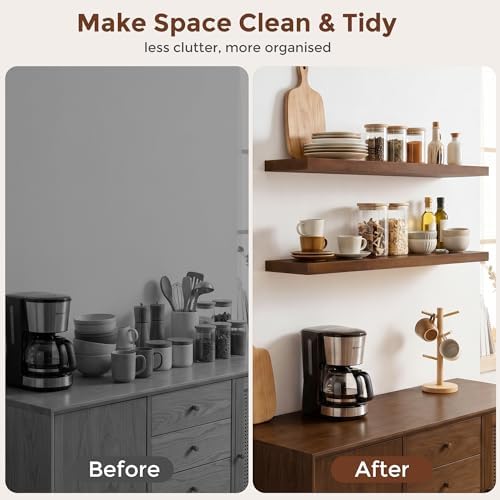 fuqing 40 Inch Floating Shelves 6.7'' Deep Dark Wood Wall Shelves Set of 2 - Image 7