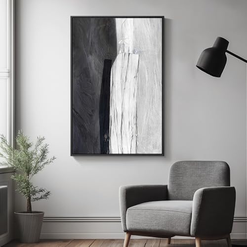Framed Black and White Modern Abstract Wall Art, 1 Piece 24x36 In - Image 4