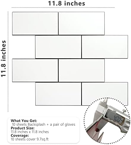 STICKGOO Peel and Stick Backsplash on Subway Tile, Glossy White - Image 6
