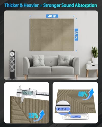 12 Pack Slat Acoustic Panels Self-Adhesive, Sound Absorbing Panels - Image 2