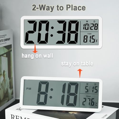 8.5" Large Digital Wall Clock, Battery or Plug in Operated, LCD Digital Clock - Image 3