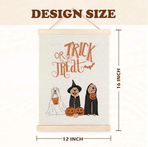 Supwhd Trick or Treat Halloween Ghost Dogs Pumpkin Wall Art - Image 6