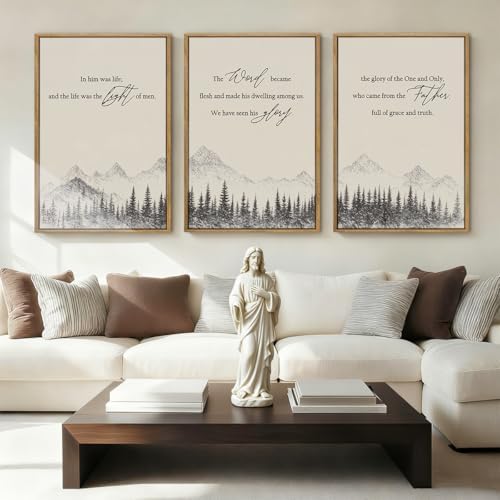 IARTTOP Large Christian Easter Framed Wall Art 16x24 Inch Neutral Mountain by IARTTOP