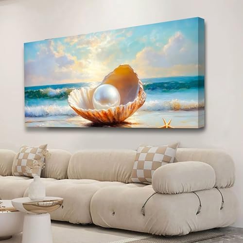 Seashells Pearls Pictures Canvas Wall Art Living Room Office Bedroom Wall Decor - Image 5