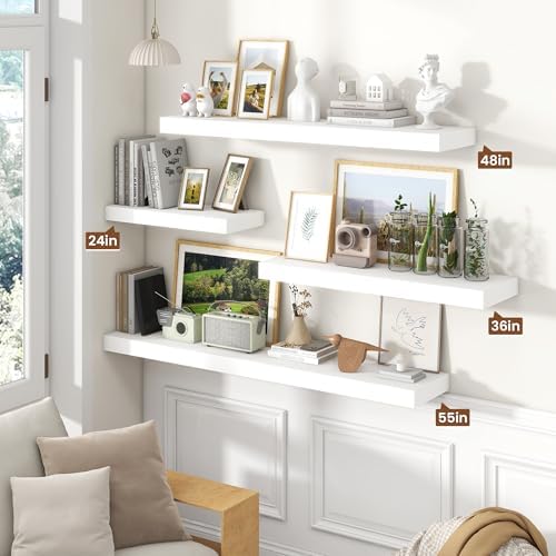 Heimlove Floating Shelves 55.1" W x 10.3" D White Set of 1 - Image 4