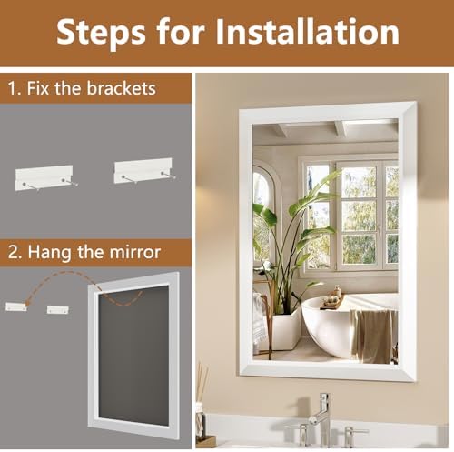 SMIROR 24x32 Matte White Bathroom Vanity Mirror - Image 5