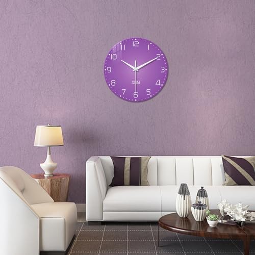 XNM Glass Round Purple Wall Clock - Image 2