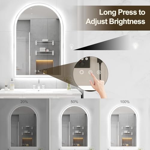 24"x36" Arched LED Lighted Bathroom Mirror - Image 5