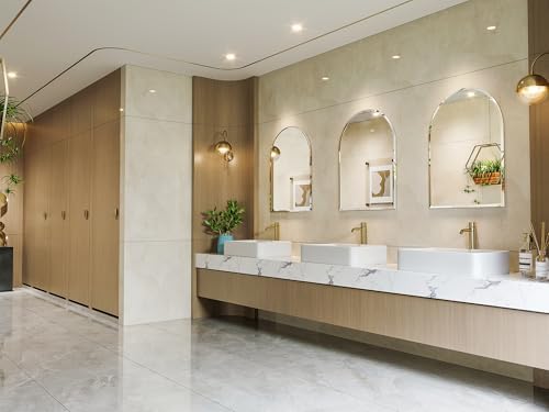 Frameless Bathroom Mirror, 24x32 Arched Vanity Beveled Wall Mirror - Image 3