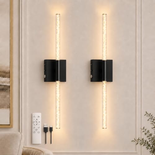 Battery Operated Wall Sconces Set of 2, Rechargeable Wireless Wall Lights by Unknown