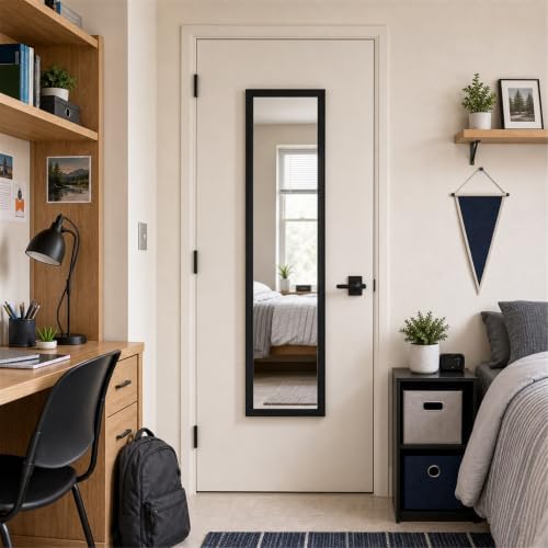 13.5" x 49.5" Black Modern Rectangular Full‑Length Door Mirror, Versatile - Image 6