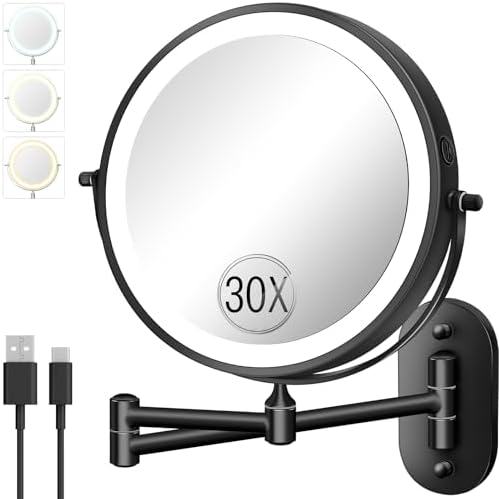 VFD 8'' 30X/1X Wall Mounted Lighted Magnifying Makeup Mirror by VFD
